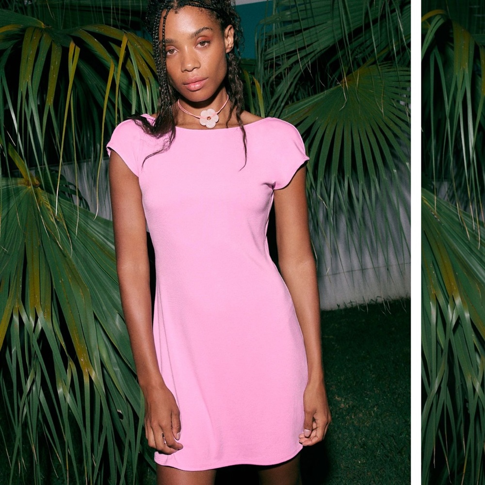 Free People Pink Cap Sleeve Sheath Mini Dress